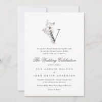 Beautiful Floral 'V' Monogram Sketched Wedding