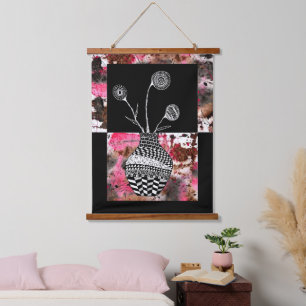 Beautiful Floral Vase and Flowers Abstract Hanging Tapestry
