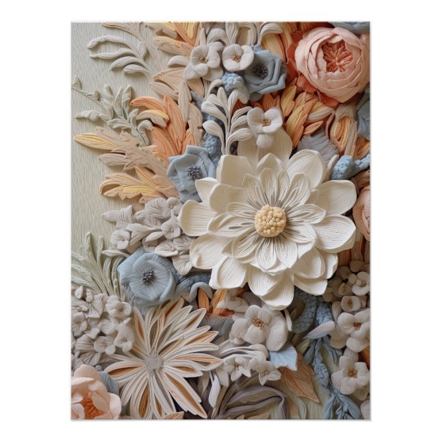 Beautiful Floral Victorian Elegant Pretty Flowers Poster (Front)