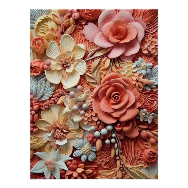 Beautiful Floral Victorian Elegant Pretty Flowers Poster (Front)