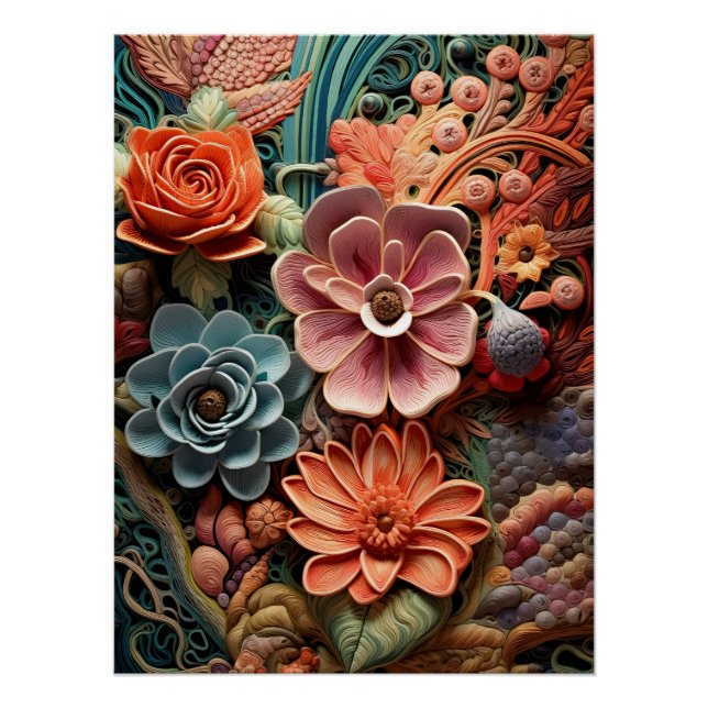 Beautiful Floral Victorian Elegant Pretty Flowers Poster (Front)