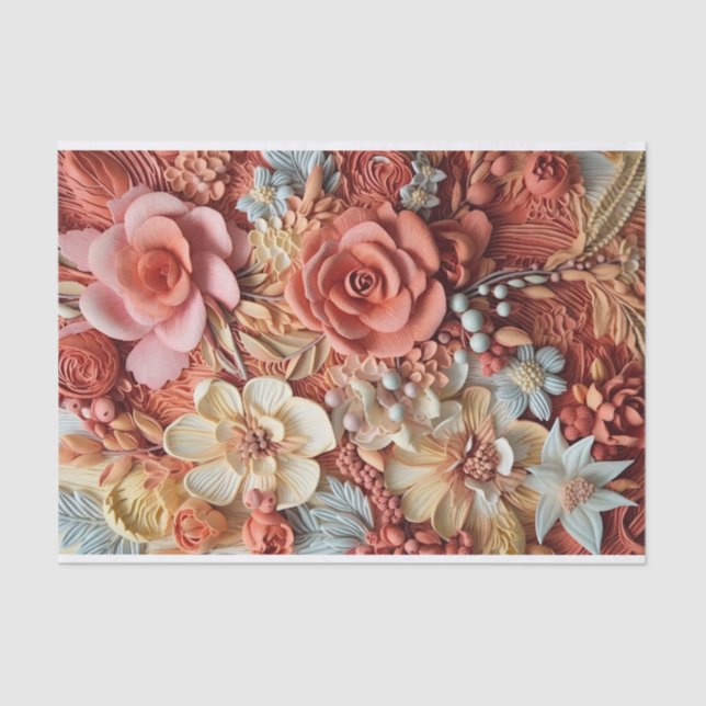 Beautiful Floral Victorian Elegant Pretty Flowers Tissue Paper (Front)