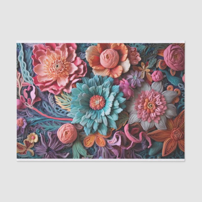 Beautiful Floral Victorian Elegant Pretty Flowers Tissue Paper (Front)
