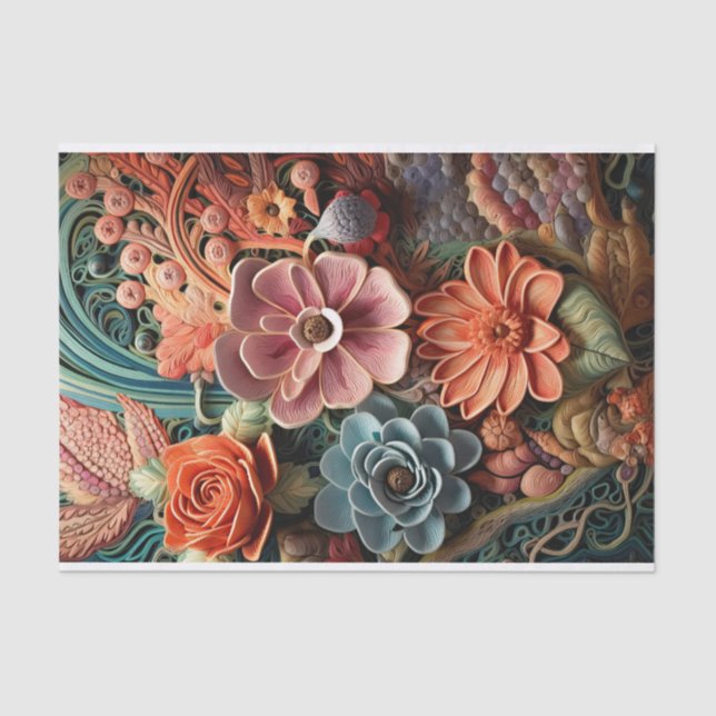 Beautiful Floral Victorian Elegant Pretty Flowers Tissue Paper (Front)