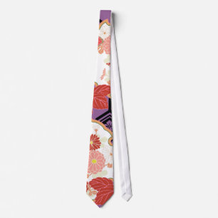 Beautiful Floral Vintage Japanese Pattern Tie