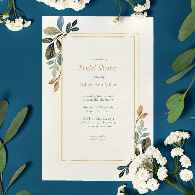 Beautiful Floral Watercolor Ivory Bridal Shower Invitation (Creator Uploaded)