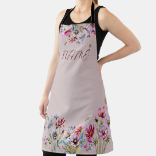 Beautiful Floral Watercolor Large Apron