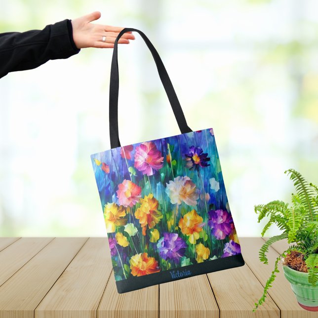 Beautiful Floral Watercolor Personalized Tote Bag (Creator Uploaded)