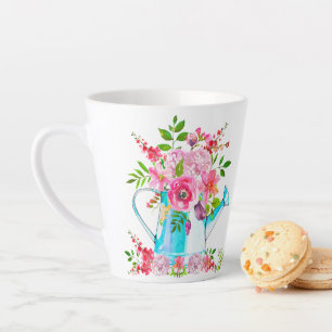 Beautiful Floral Watercolor Pink Pastel Flowers Latte Mug