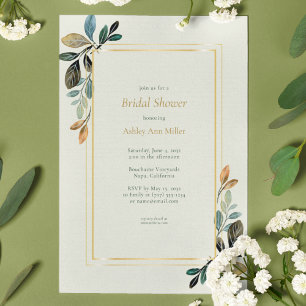 Beautiful Floral Watercolor Sage Bridal Shower Invitation