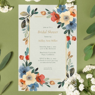 Beautiful Floral Watercolor Sage Bridal Shower Invitation