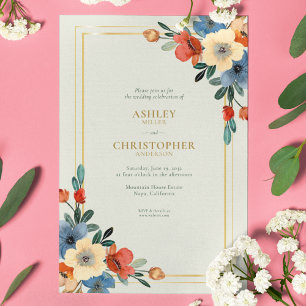 Beautiful Floral Watercolor Sage Wedding Invitation