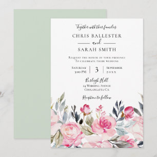 Beautiful Floral Watercolor Spring Wedding Invitation