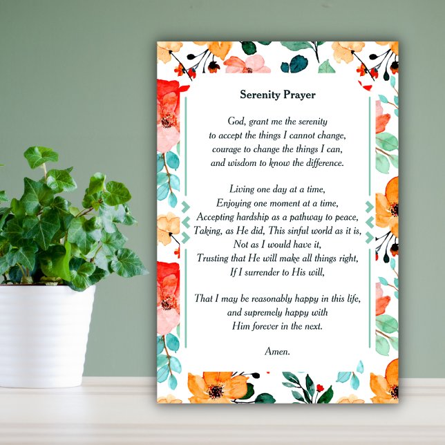 Beautiful Floral Watercolor The Serenity Prayer Poster (Creator Uploaded)