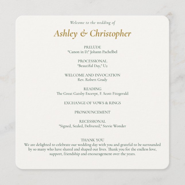 Beautiful Floral Watercolor Wedding Programme (Front)
