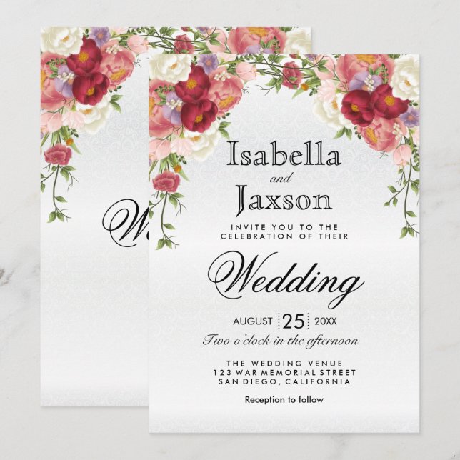Beautiful Floral Wedding Invitation (Front/Back)