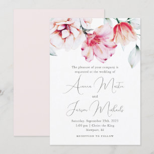 Beautiful Floral Wedding Peach Invitation