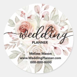 Beautiful Floral WEDDING PLANNER Classic Round Sticker