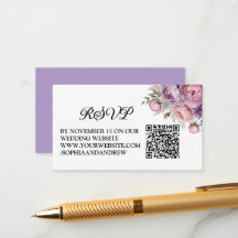 Beautiful Floral Wedding RSVP Card with QR Code