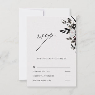 Beautiful Floral Wedding Rsvp in Black