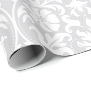 Beautiful Floral White Damask Wedding Design Wrapping Paper