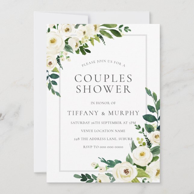 Beautiful Floral Wonderful Elegant Couples Shower Invitation (Front)