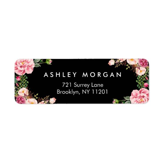Beautiful Floral Wrap Classy Black White Return Address Label
