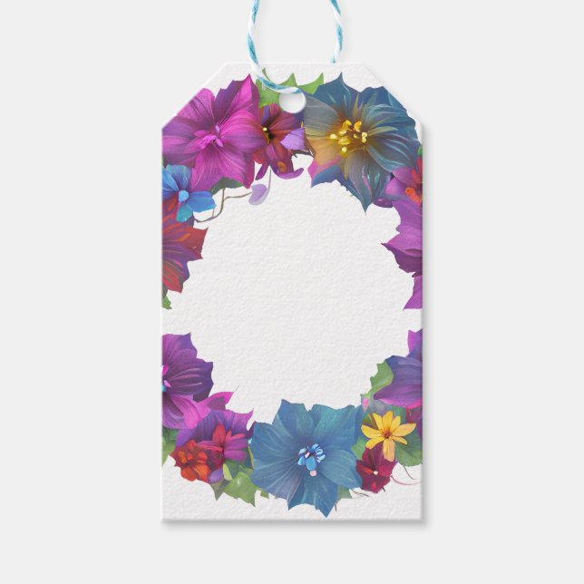 Beautiful Floral Wreath Gift Tags (Front)