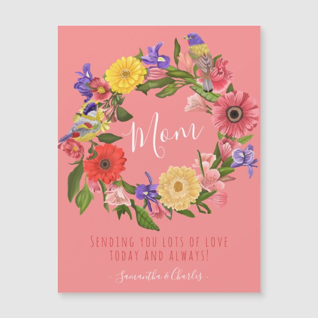 Beautiful  Floral Wreath Happy Mother's Day Card (Front)