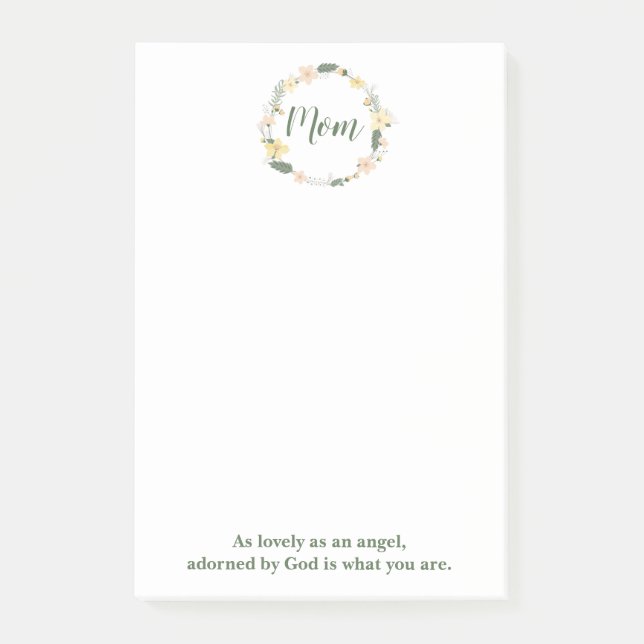 Beautiful Floral Wreath Mum Post-it Notes (Front)