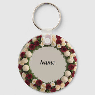 Beautiful Floral Wreath with Colourful Flowers Key Ring