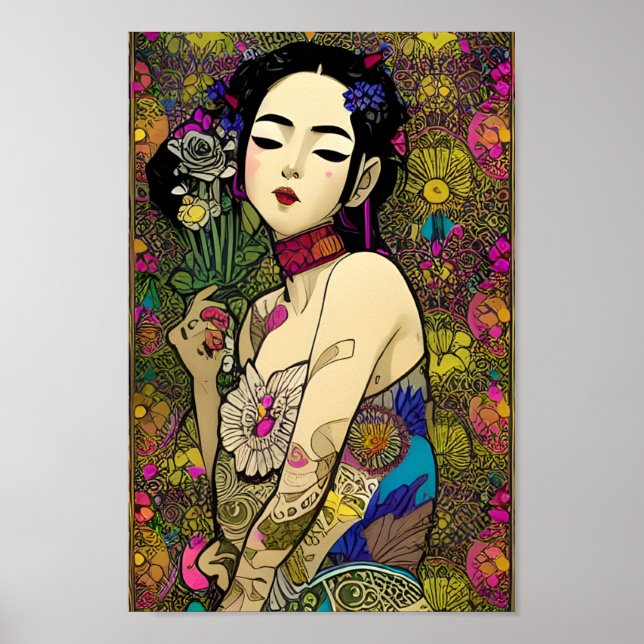 Beautiful Floralpunk Balinese Girl Poster (Front)