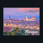 Beautiful Florence, Italy Postcard<br><div class="desc">This unique travel postcard features a photograph overlooking the historic city of Florence,  Italy,  as well as,  the Cathedral of Santa Maria del Fiore. Please feel free to customise all the available options as you wish.</div>