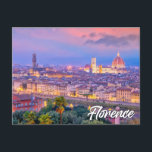 Beautiful Florence, Italy Postcard<br><div class="desc">This unique travel postcard features a photograph overlooking the historic city of Florence,  Italy,  as well as,  the Cathedral of Santa Maria del Fiore. Please feel free to customise all the available options as you wish.</div>