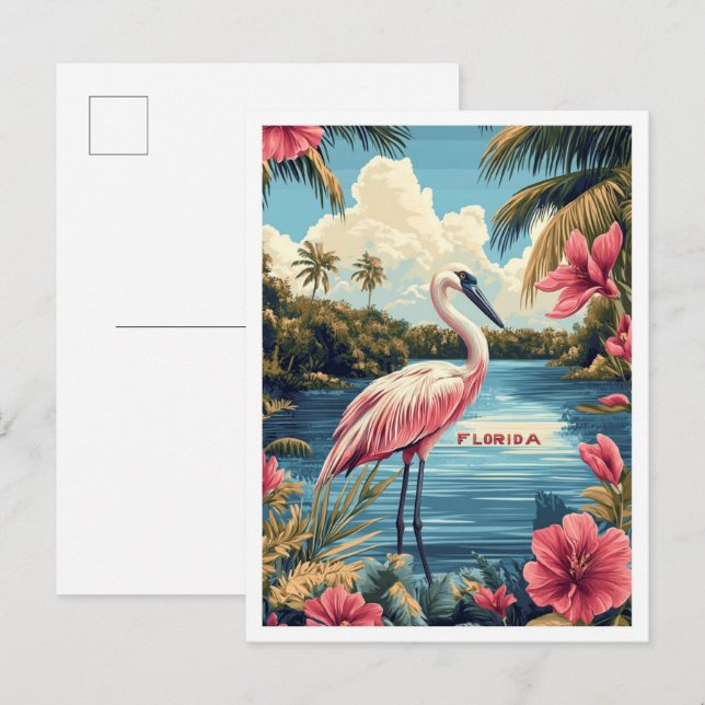Beautiful Florida USA Vintage Illustration Travel Postcard (Front/Back)