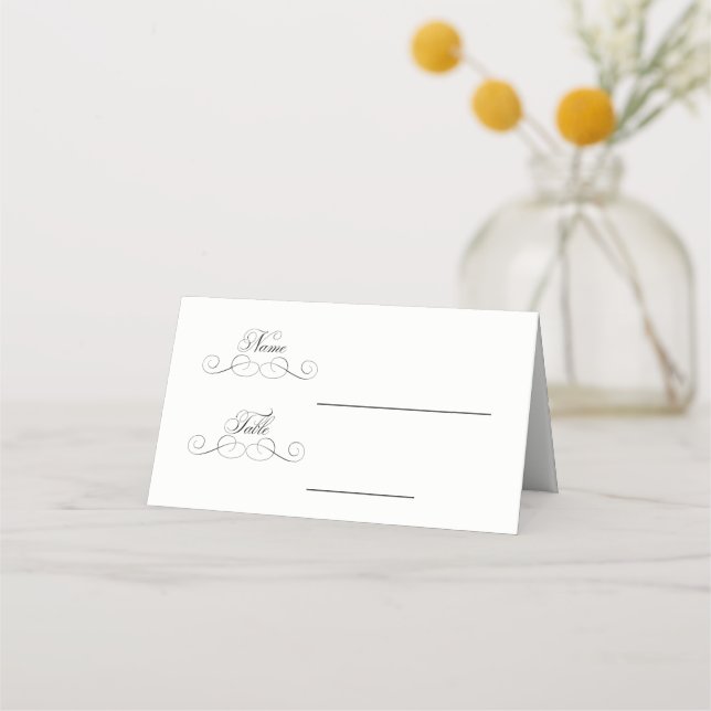 Beautiful Flourish | Wedding Folded Place Cards (Front)