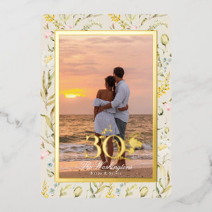 Beautiful Flower 30th Wedding Anniversary Gold