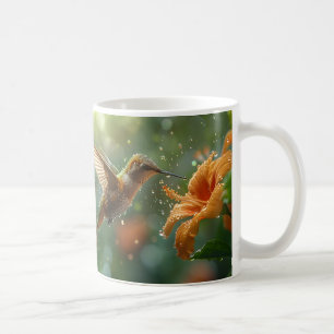 Beautiful Flower and Hummingbird Coffee Mug