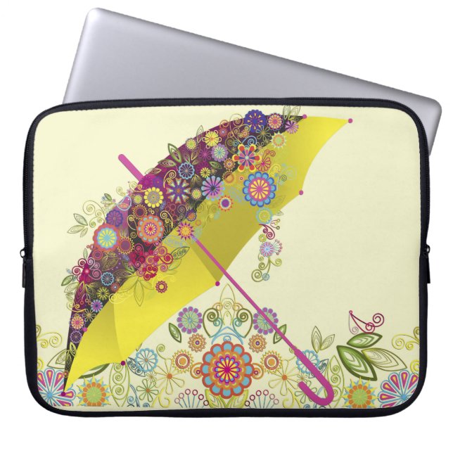 Beautiful Flower & Bird Umbrella/Parasol Laptop Sleeve (Front)