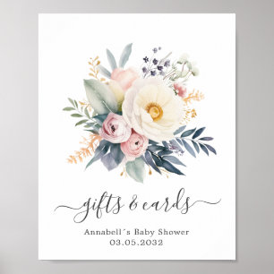 Beautiful flower bouquet, baby shower poster