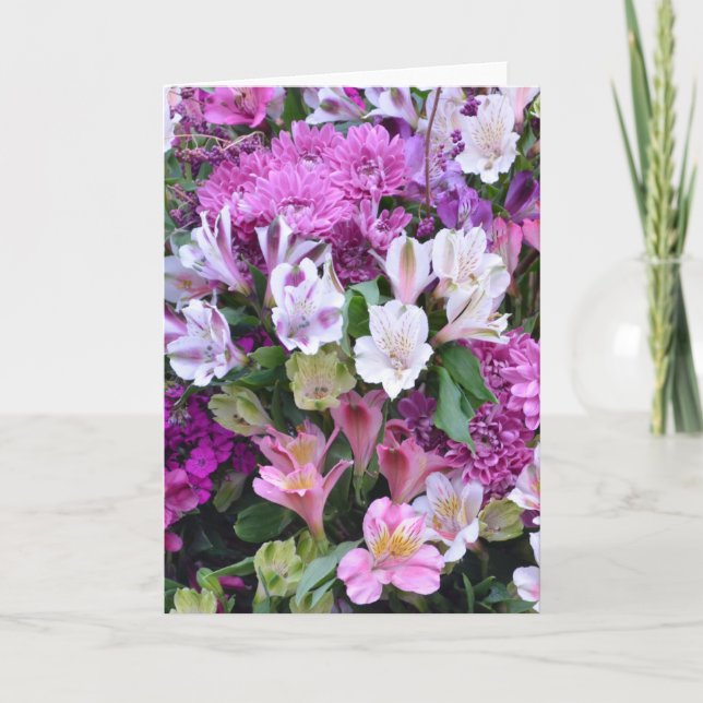 Beautiful Flower Bouquet Greeting Card (Front)