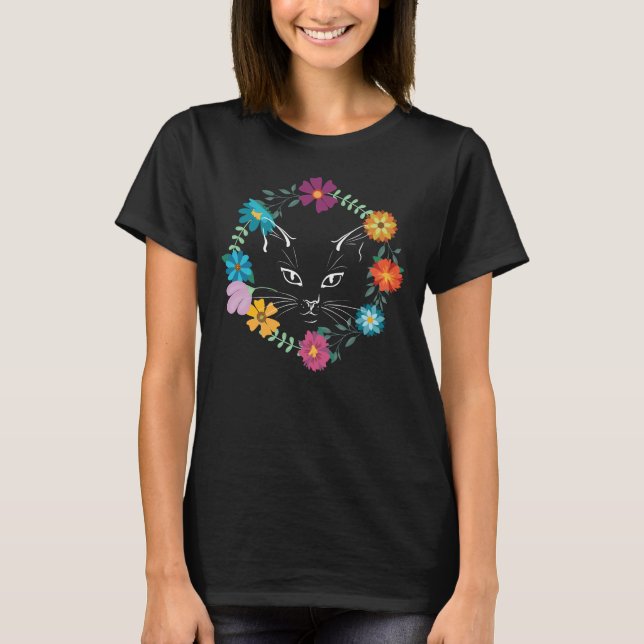 Beautiful Flower Cat T-Shirt (Front)
