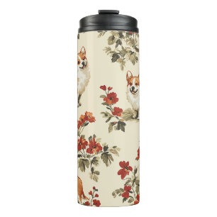 Beautiful Flower Christmas Corgi Dog Thermal Tumbler