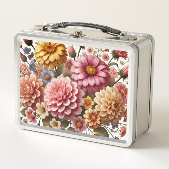 Beautiful Flower Design - Metal Lunchbox (Front)