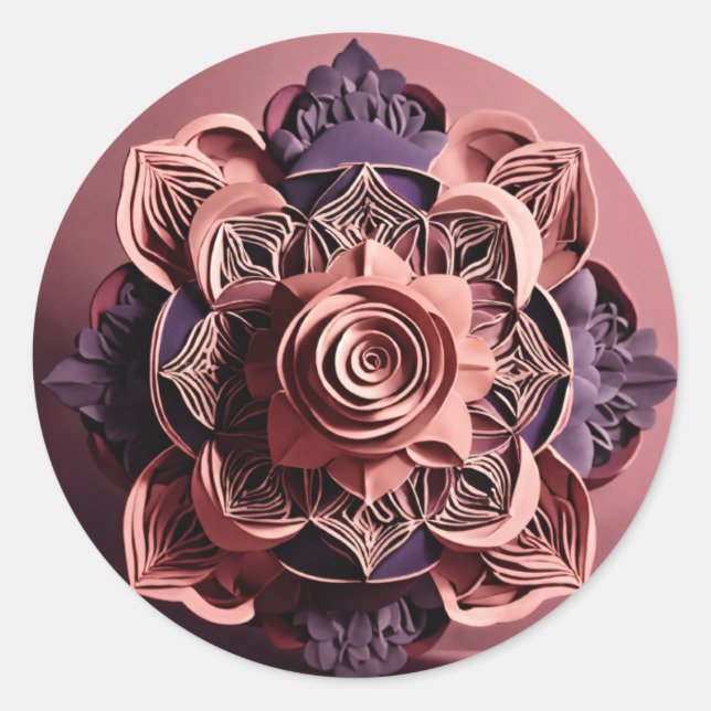 Beautiful Flower Design Round Stickers (Front)