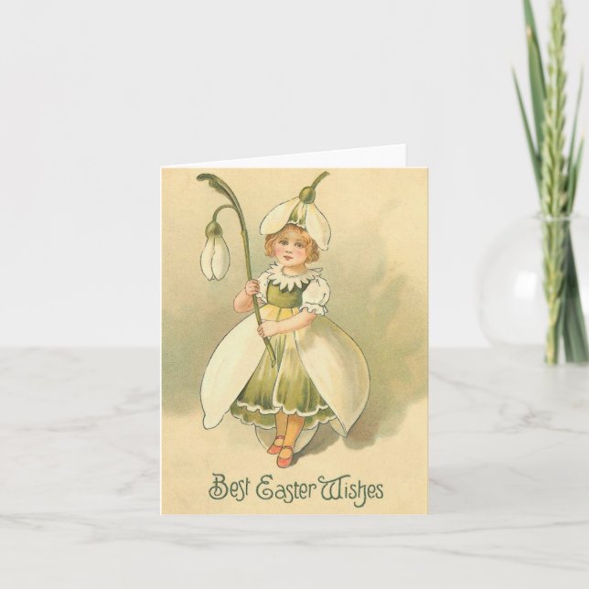 Beautiful Flower Girl Vintage Easter Holiday Card (Front)