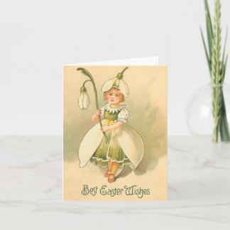 Beautiful Flower Girl Vintage Easter Holiday Card