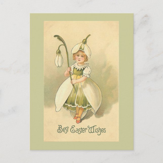 Beautiful Flower Girl Vintage Easter Holiday Postcard (Front)