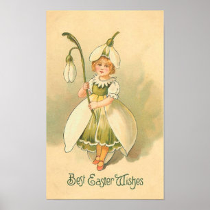 Beautiful Flower Girl Vintage Easter Poster