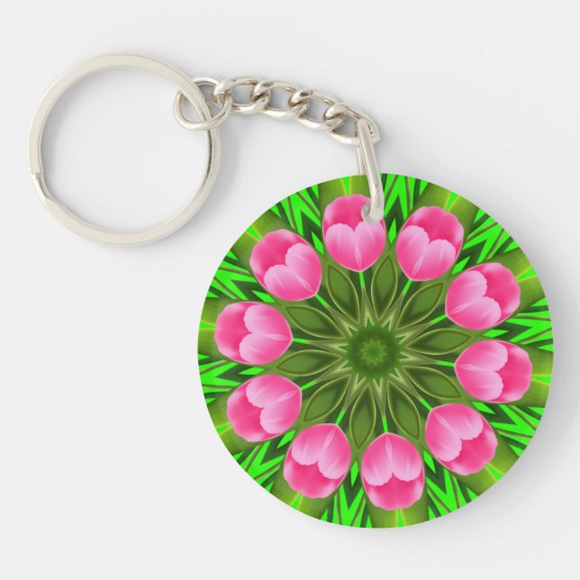 Beautiful Flower Mandala Design-79358 Key Ring (Front)